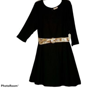 Bobby Brooks solid black dress plus size 2X w/gold